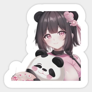 The girl and her Panda bear Sticker